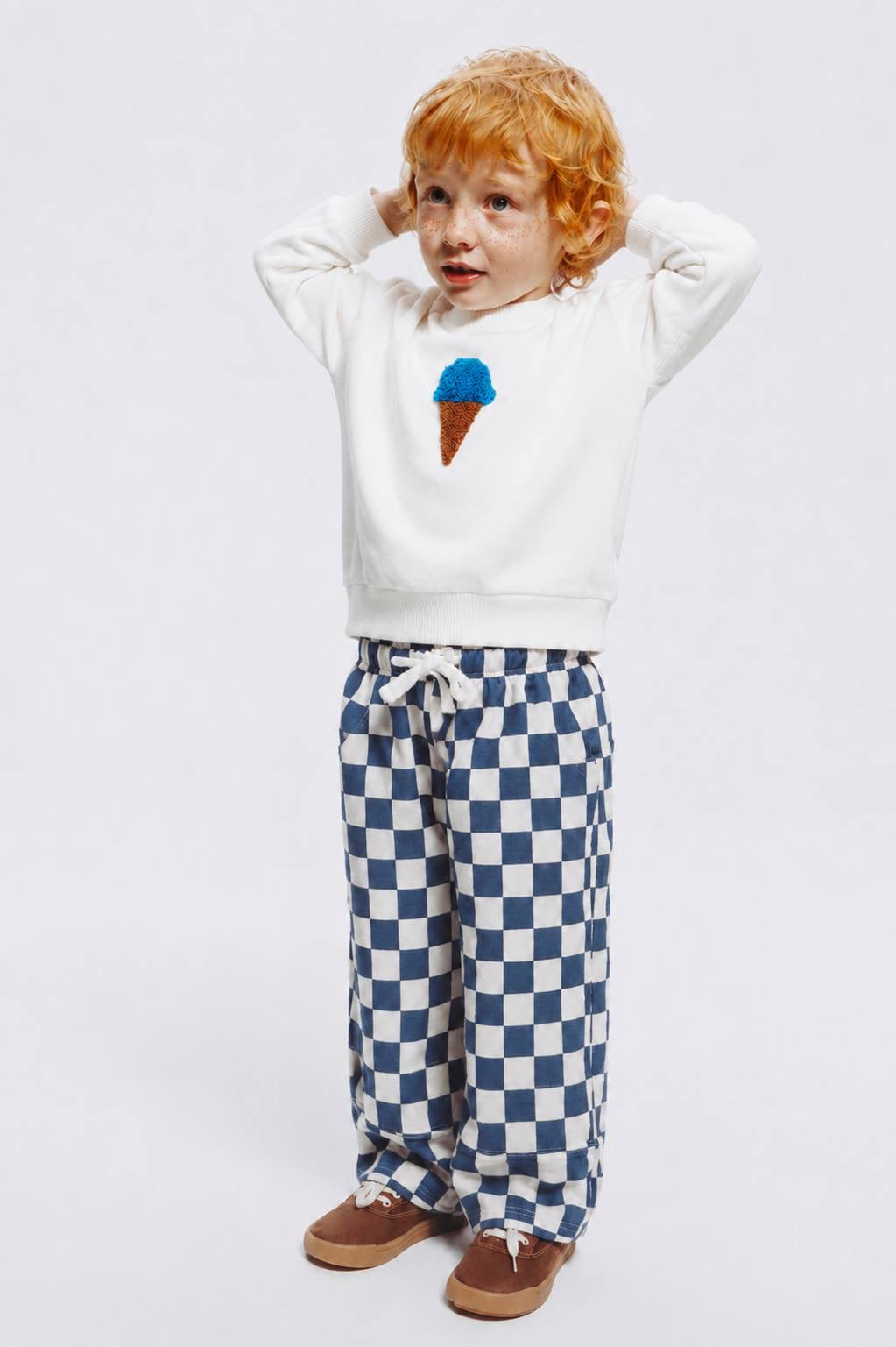 Ice Cream Checkered Pants Set