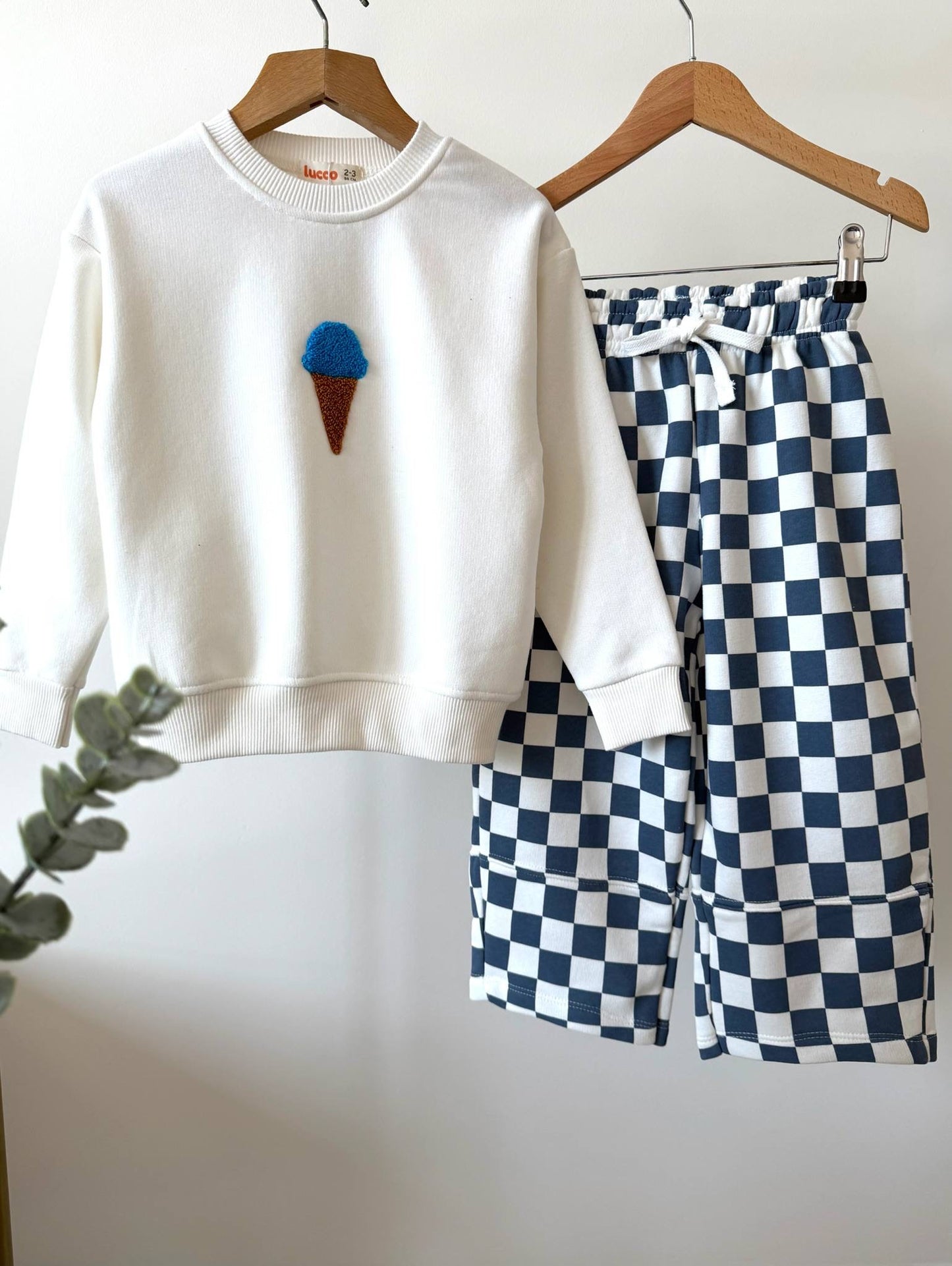 Ice Cream Checkered Pants Set