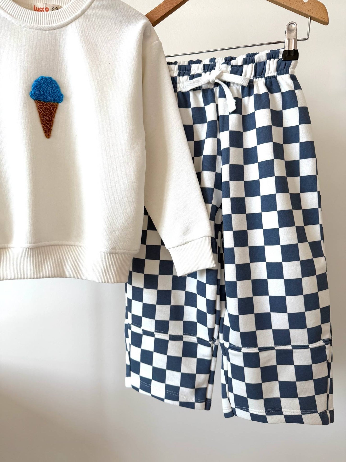 Ice Cream Checkered Pants Set