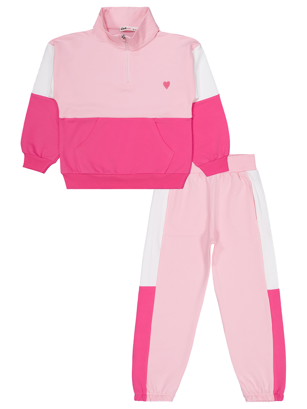 Pink Colorblock Hearts Set