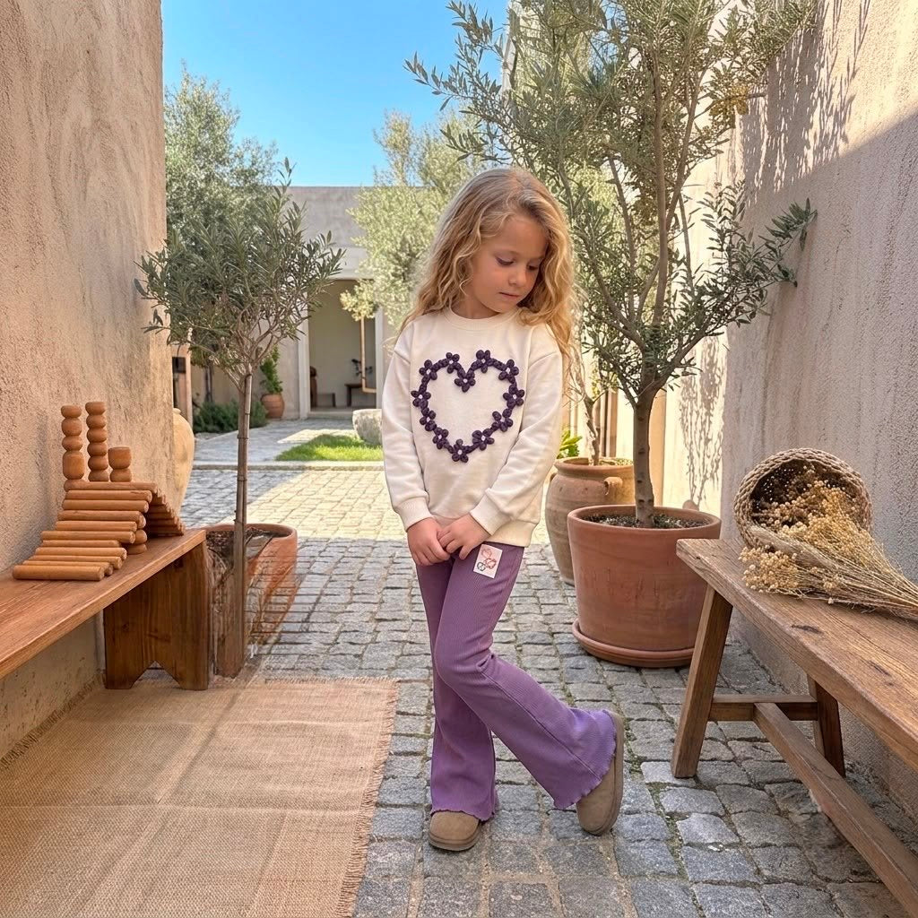 Purple 3D Flower Heart Set