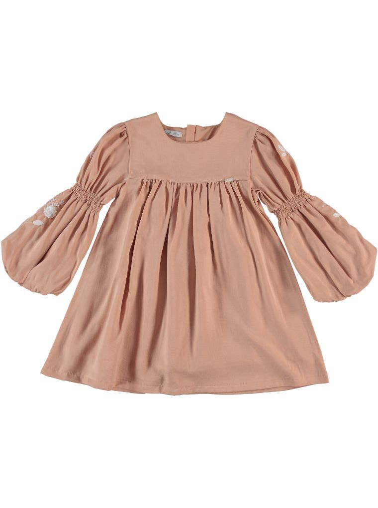 “Peach Whisper” Embroidered Dress