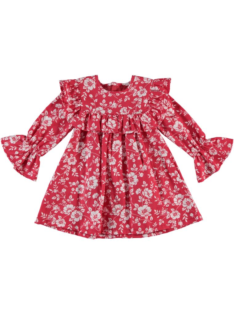 “Ruby Bloom” Floral Ruffle Dress