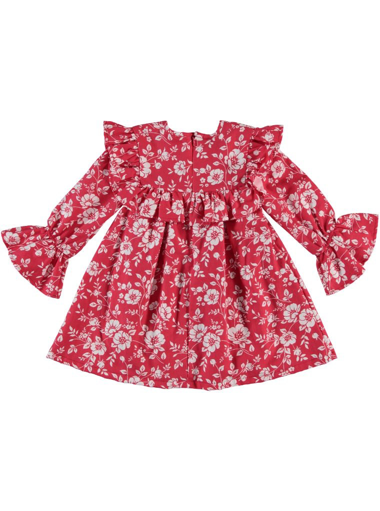 “Ruby Bloom” Floral Ruffle Dress