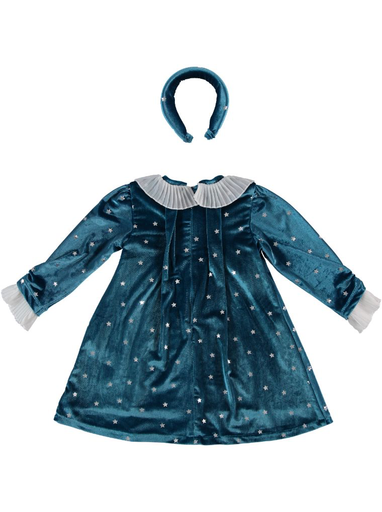 ⭐ Celestial Velvet Party Dress + Headband (Teal) | Monnarosa Milano