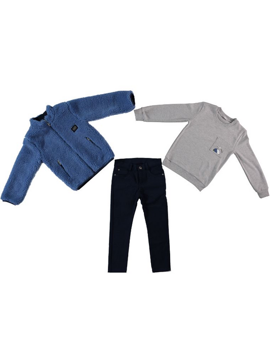 Sherpa Jacket, Sweatshirt & Pants Set