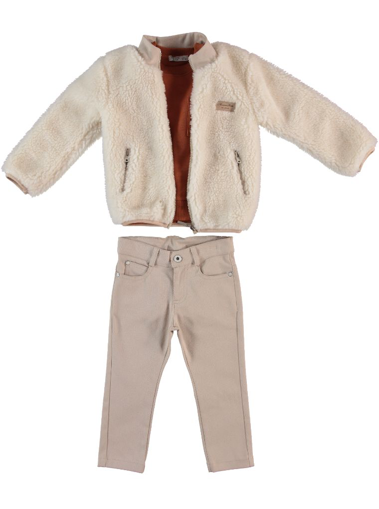 Sherpa Jacket, Sweatshirt & Pants Set