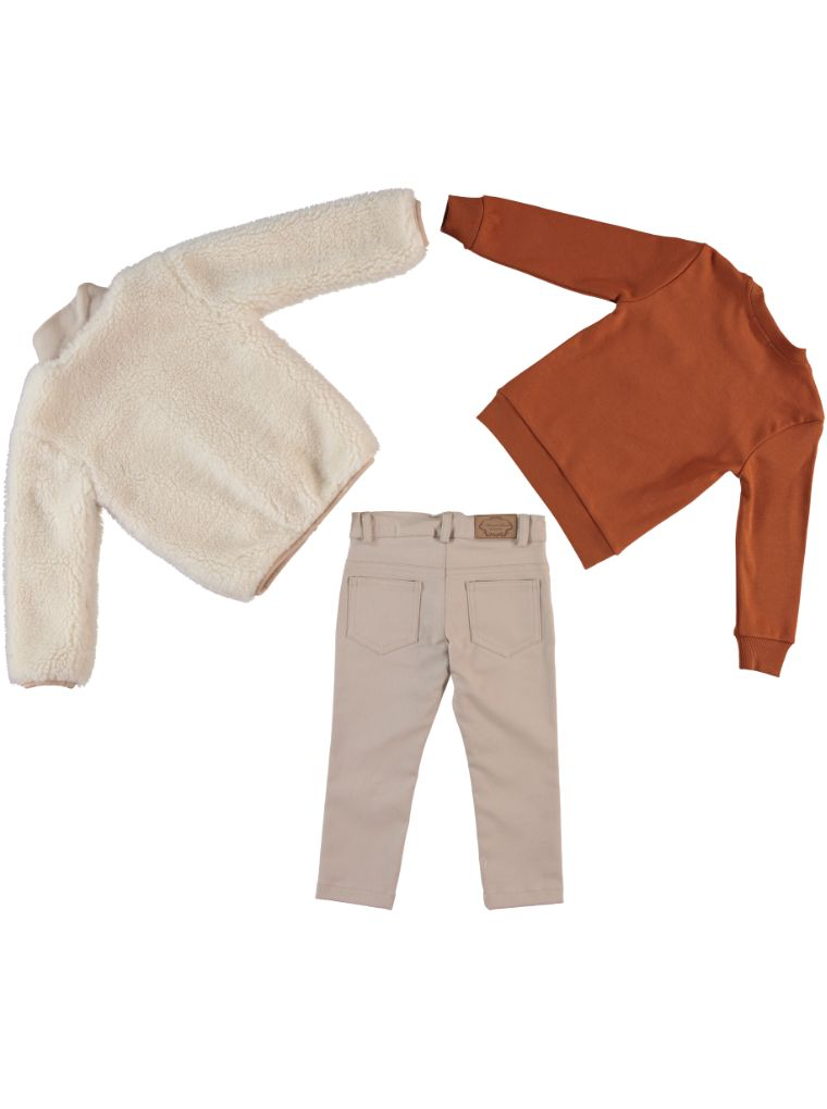 Sherpa Jacket, Sweatshirt & Pants Set
