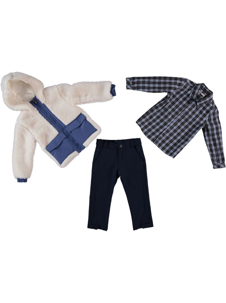 Winter Sherpa Jacket & Check Shirt Set