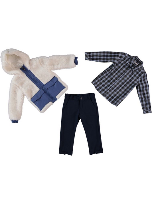 Winter Sherpa Jacket & Check Shirt Set