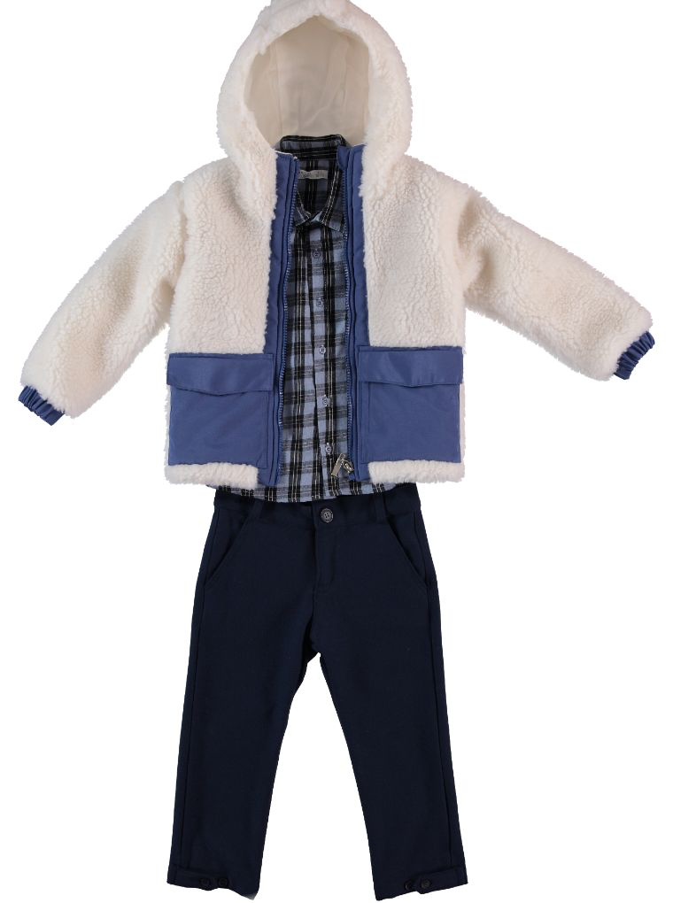 Winter Sherpa Jacket & Check Shirt Set