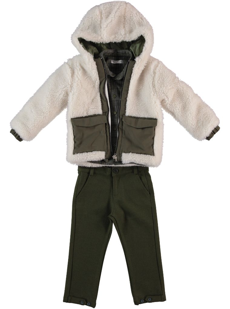 Winter Sherpa Jacket & Check Shirt Set