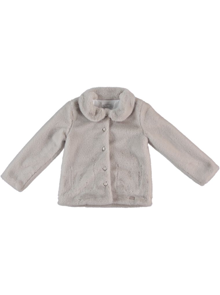 🤍 Girls Soft Beige Faux Fur Coat