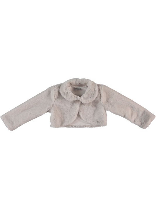 🤍 Girls Short Beige Faux Fur Bolero
