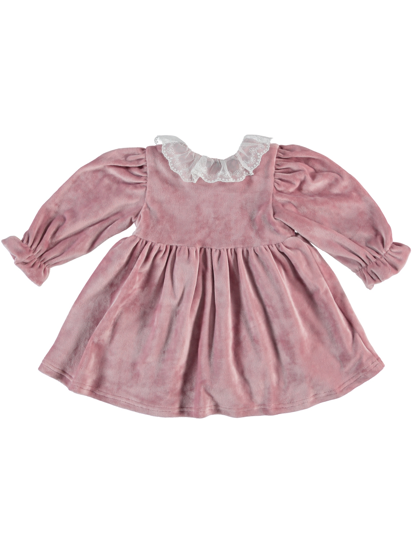 “Blush Velvet” Lace Collar Dress