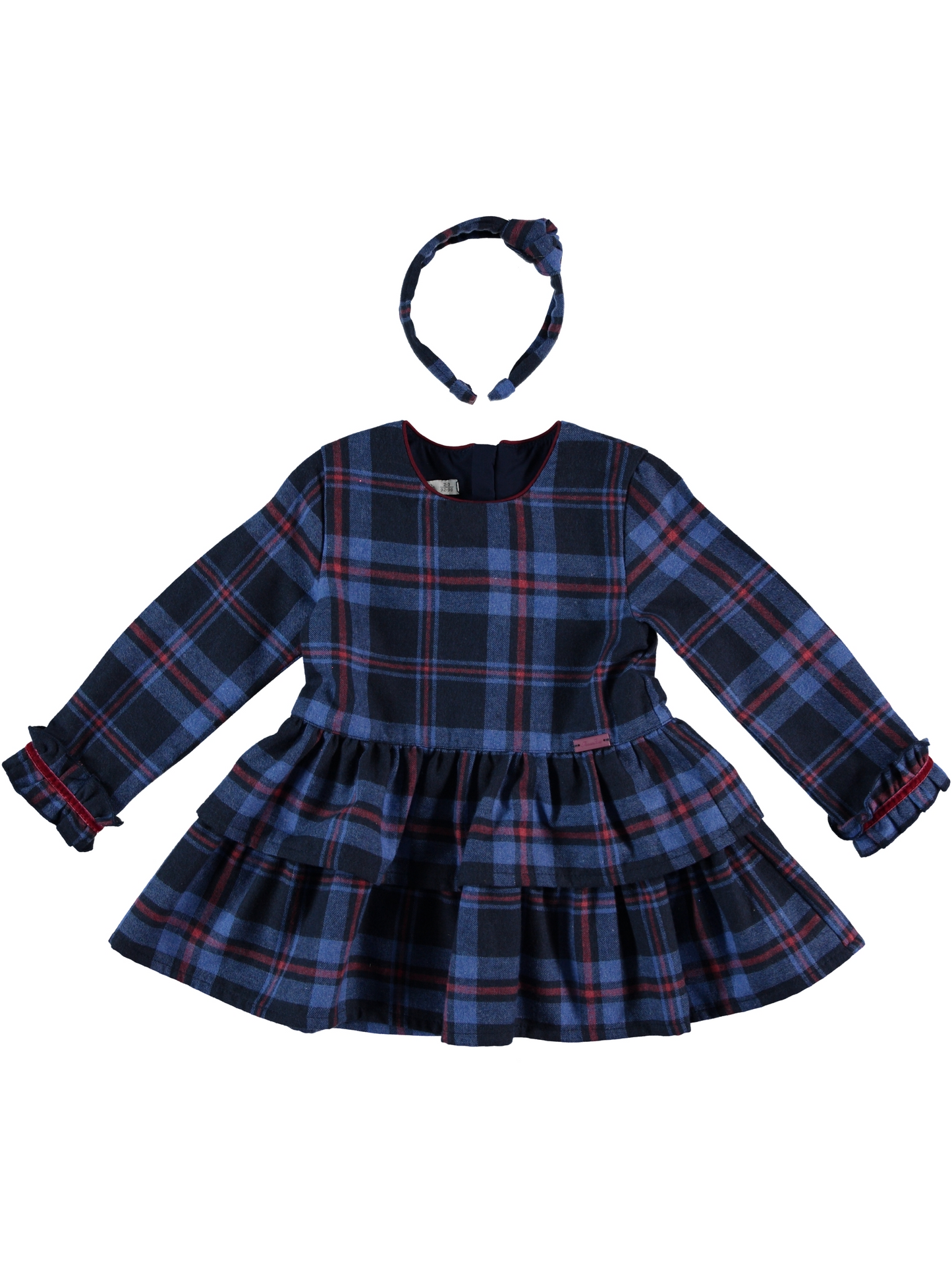 🎀 Midnight Plaid Ruffle Dress + Headband | Monnarosa Milano