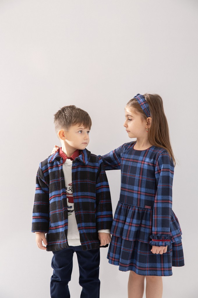 🎀 Midnight Plaid Ruffle Dress + Headband | Monnarosa Milano