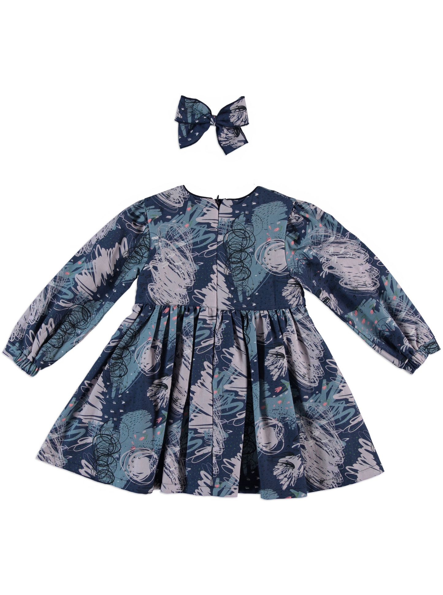 🎨 Abstract Winter Print Dress + Hair Bow (2 Colors) | Monnarosa Milano