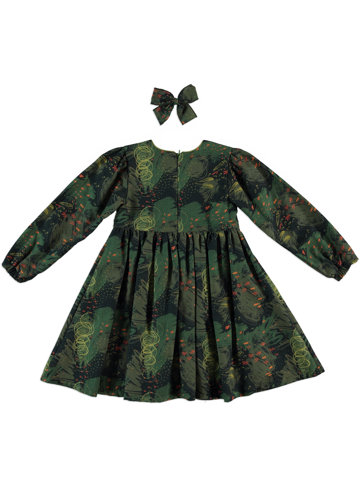 🎨 Abstract Winter Print Dress + Hair Bow (2 Colors) | Monnarosa Milano