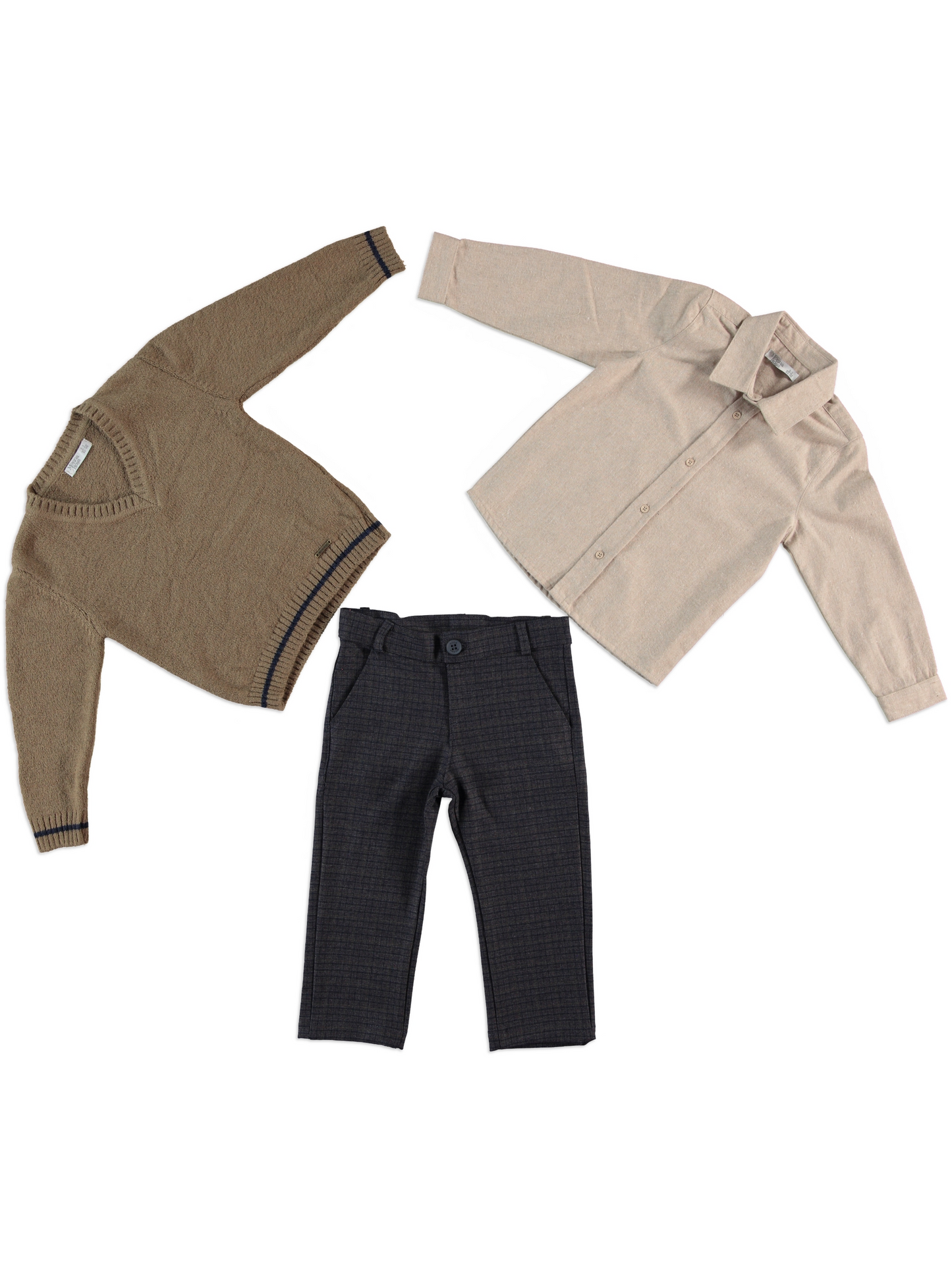 Classic Knit & Check Pants Set