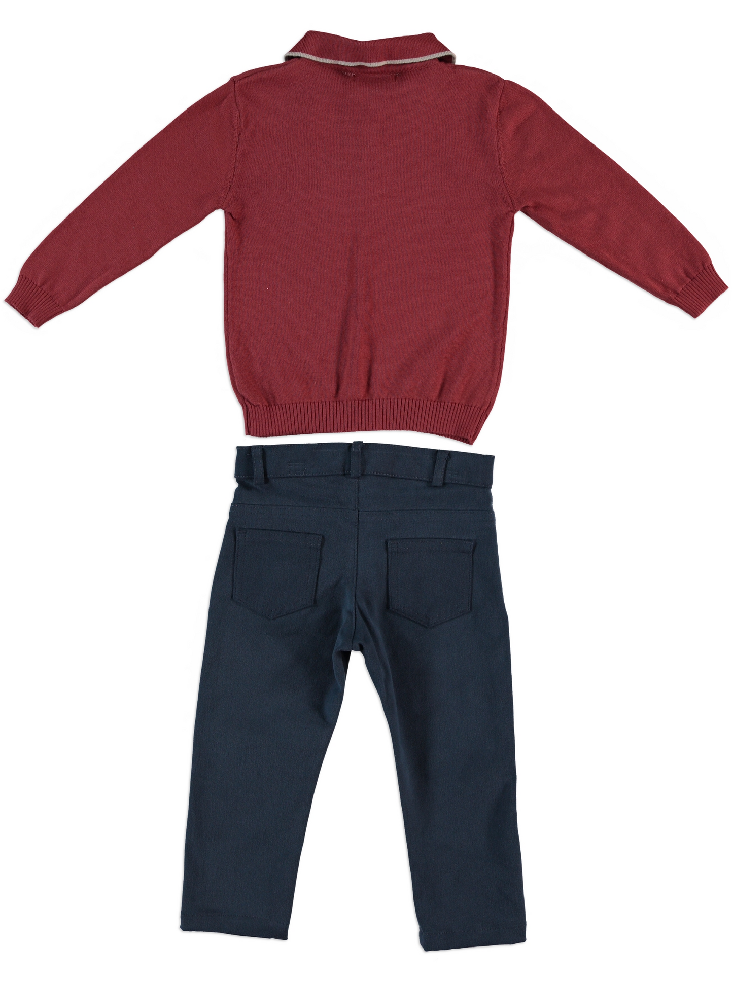 Polo Knit & Navy Pants Set