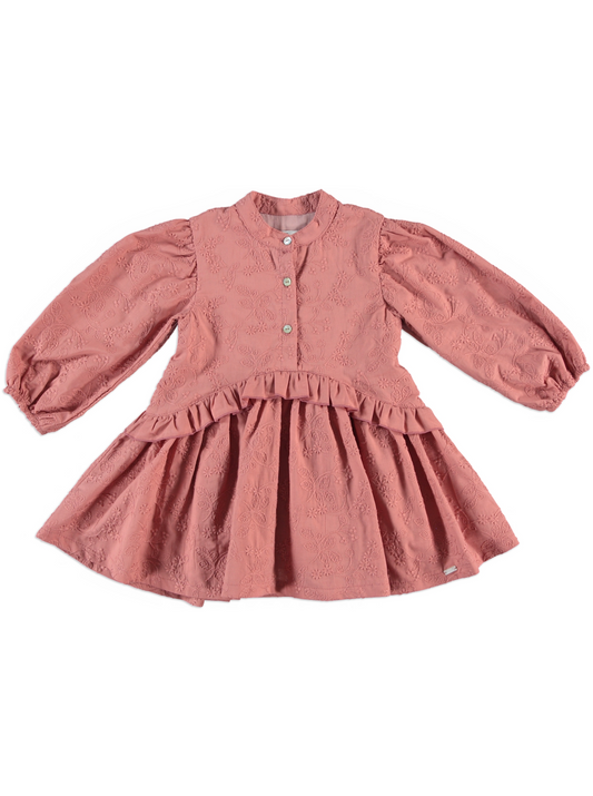 “Dusty Rose” Embroidered Ruffle Dress
