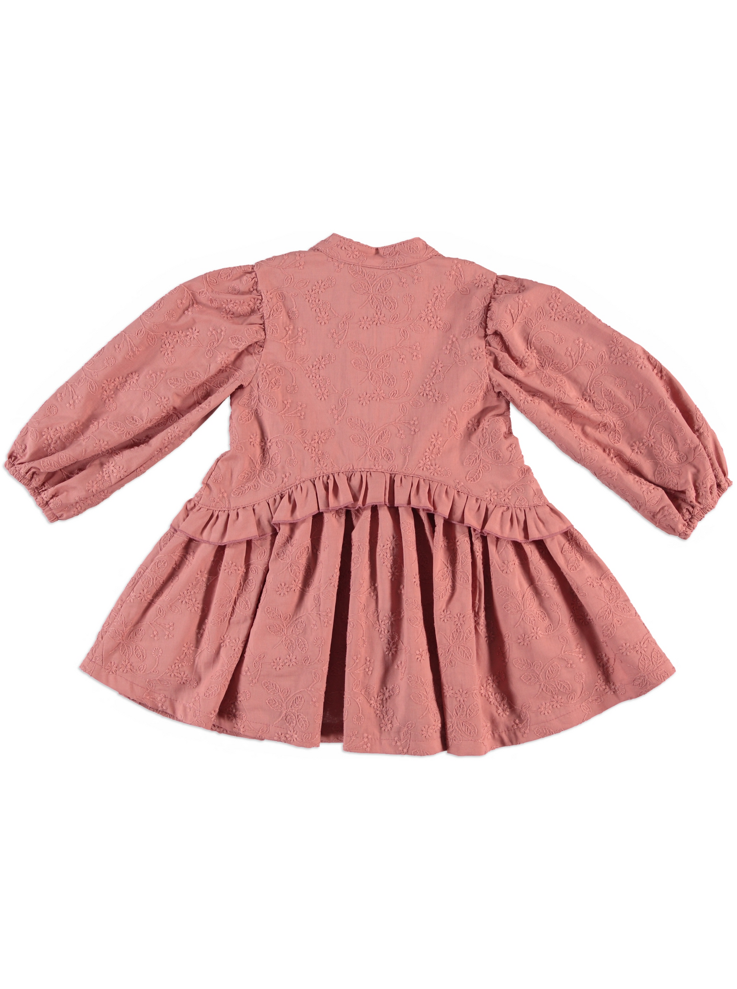 “Dusty Rose” Embroidered Ruffle Dress