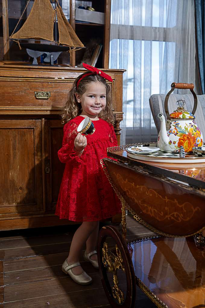 ❤️ Crimson Lace Holiday Dress + Bow Headband Set | Monnarosa Milano