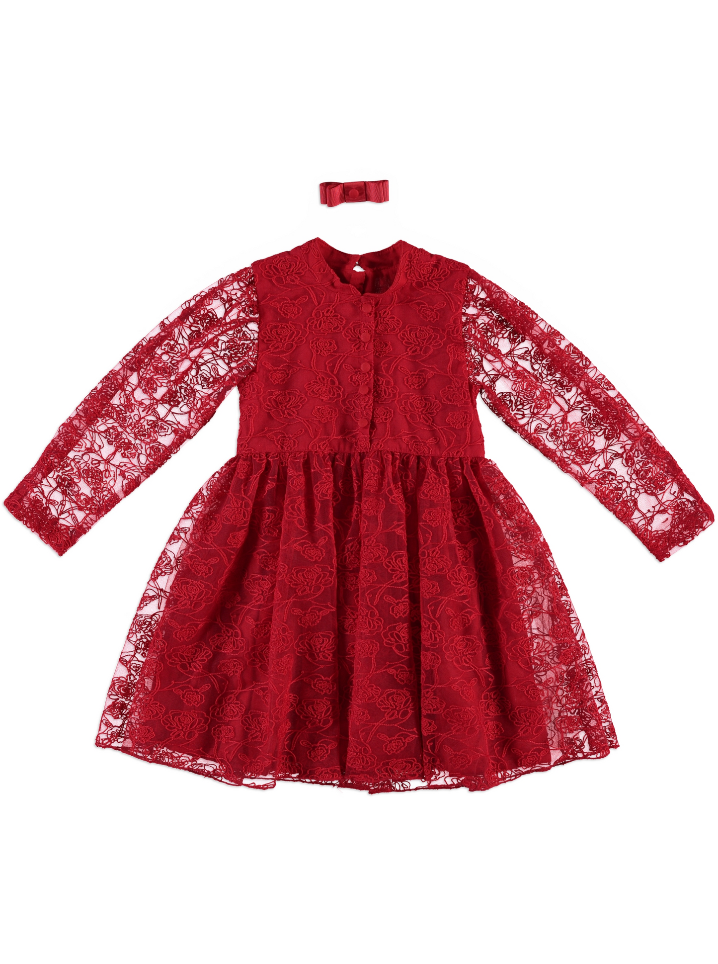 ❤️ Red Lace Classic Dress + Bow Clip Set