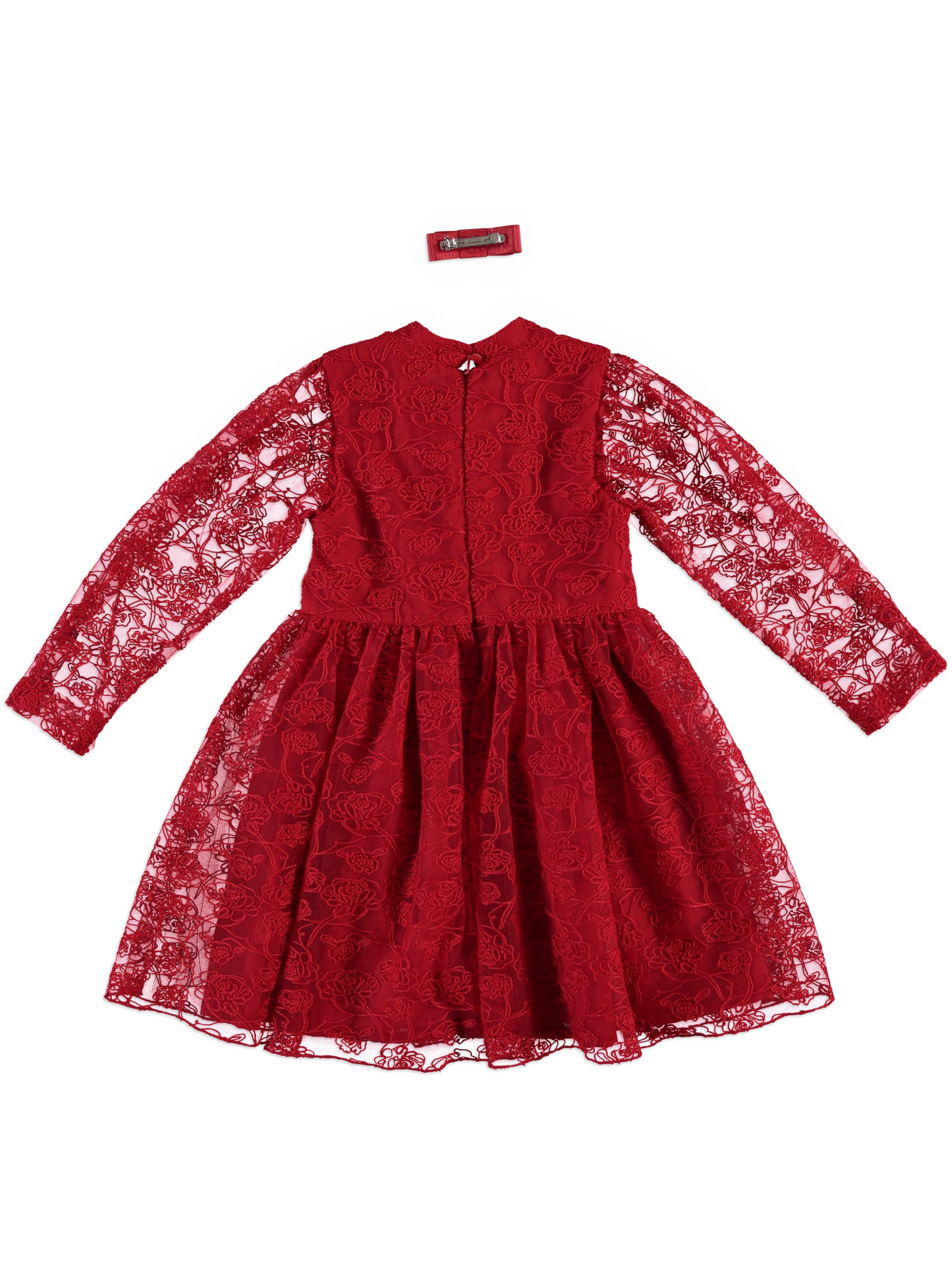 ❤️ Red Lace Classic Dress + Bow Clip Set