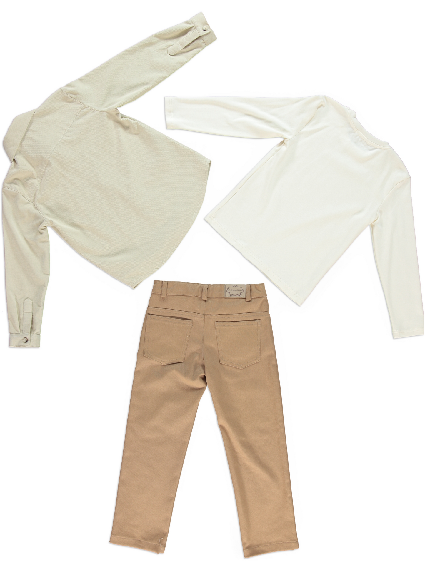 Beige Layered Shirt & Pants Set