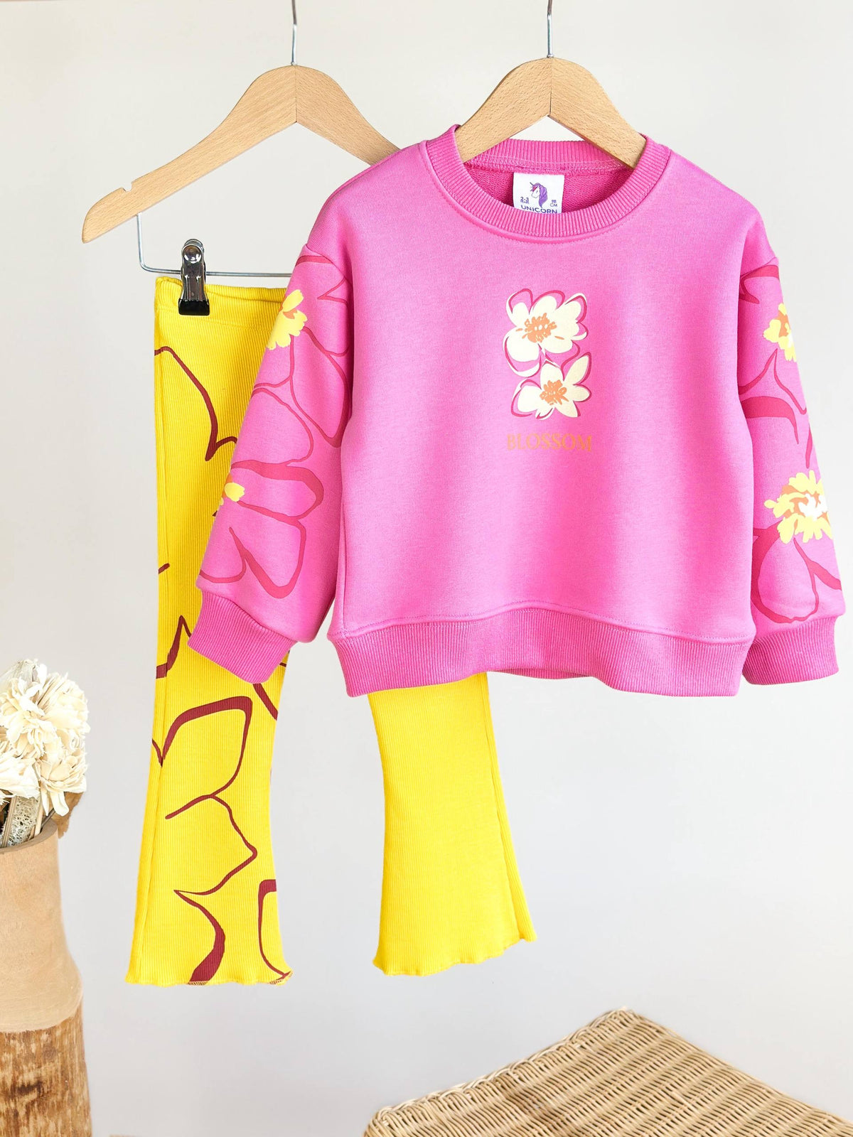 Pink & Yellow Flare Legging Set