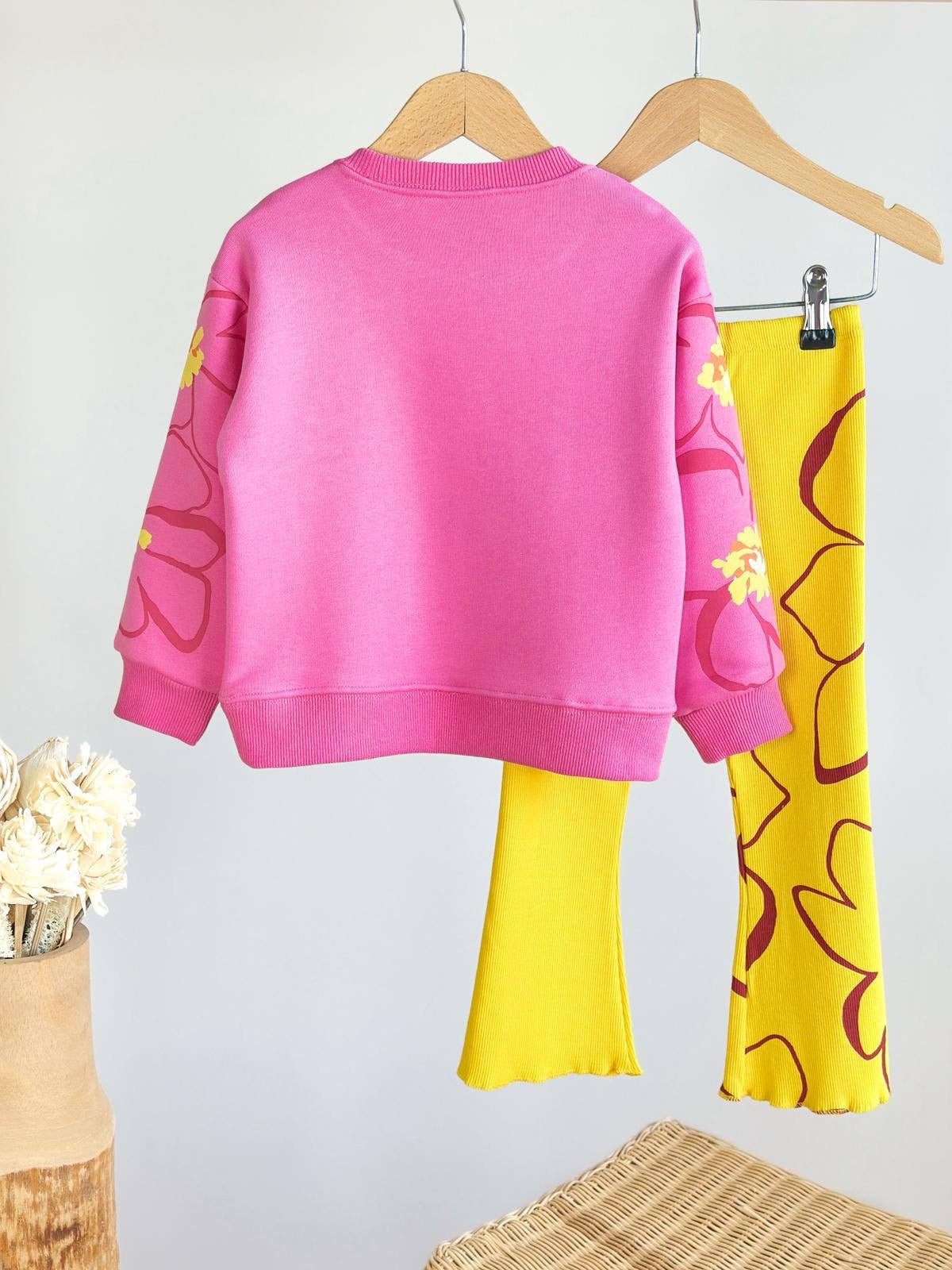Pink & Yellow Flare Legging Set