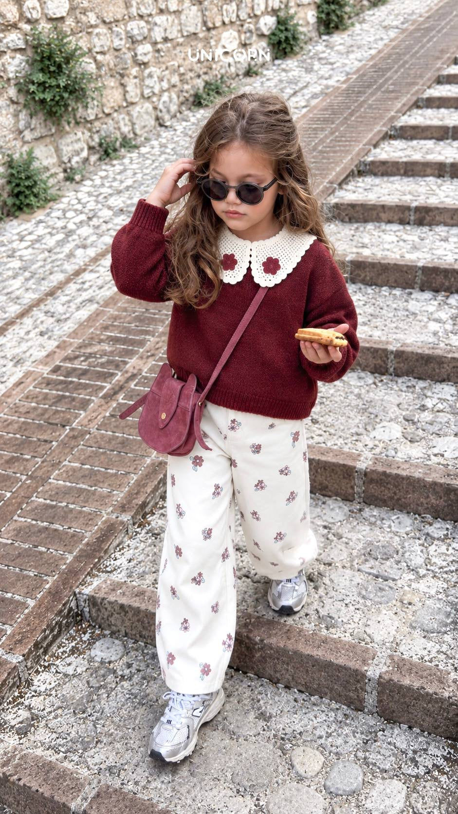 Burgundy Collared Jumper & Pants Set