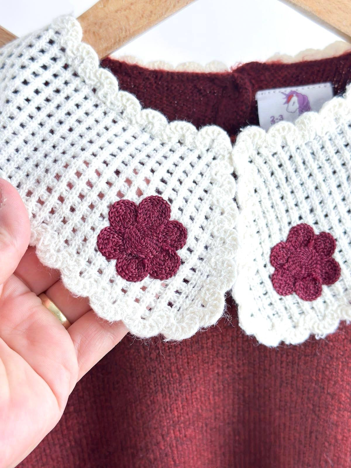 Burgundy Collared Jumper & Pants Set