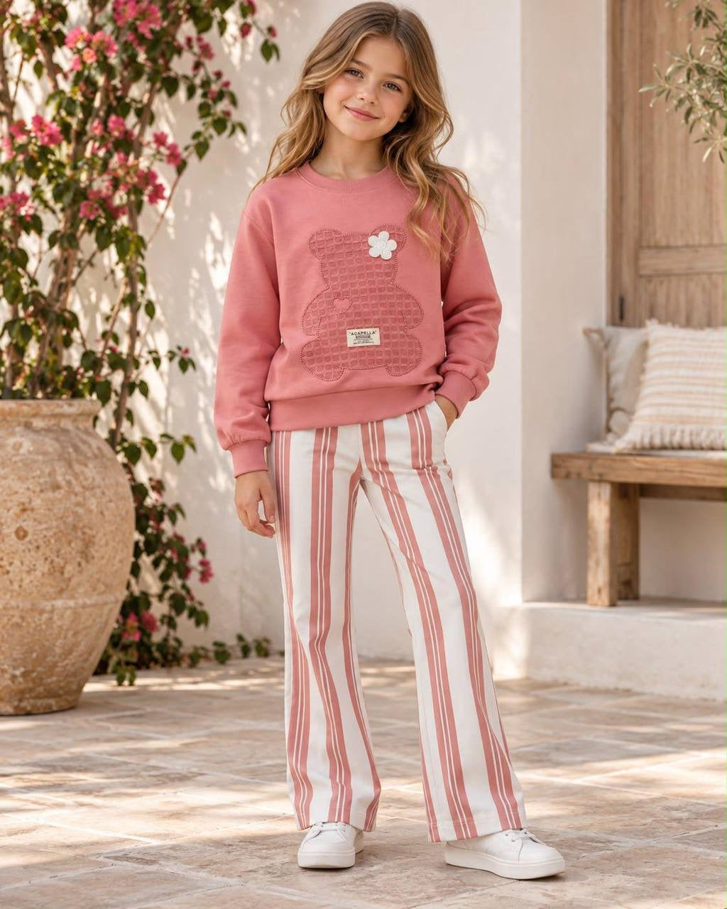 Peach Bear Wide Leg Set