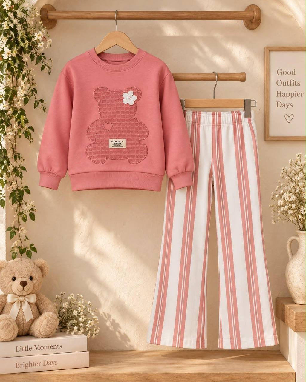 Peach Bear Wide Leg Set
