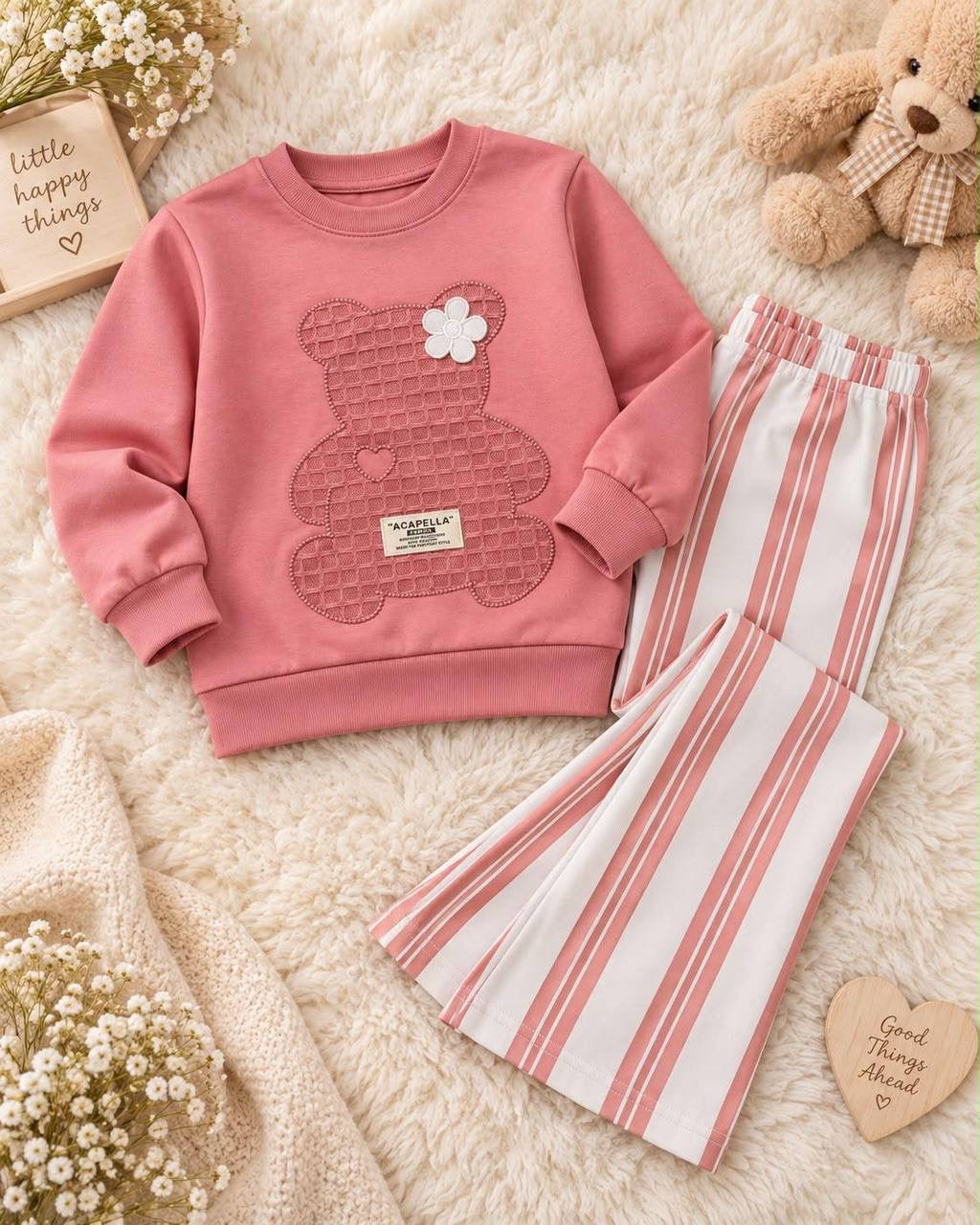 Peach Bear Wide Leg Set