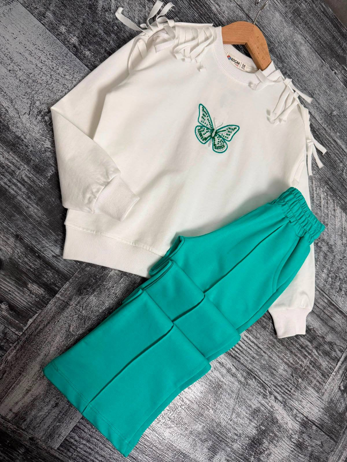 Teal Blue Butterfly Frills Set