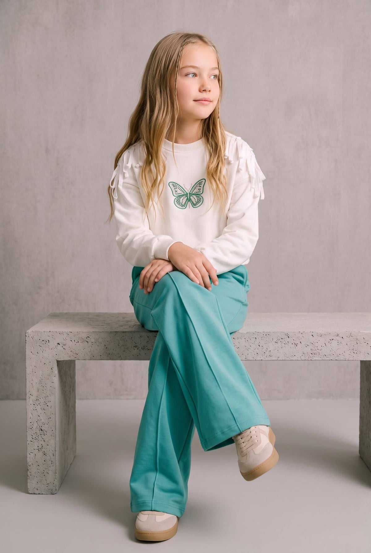 Teal Blue Butterfly Frills Set