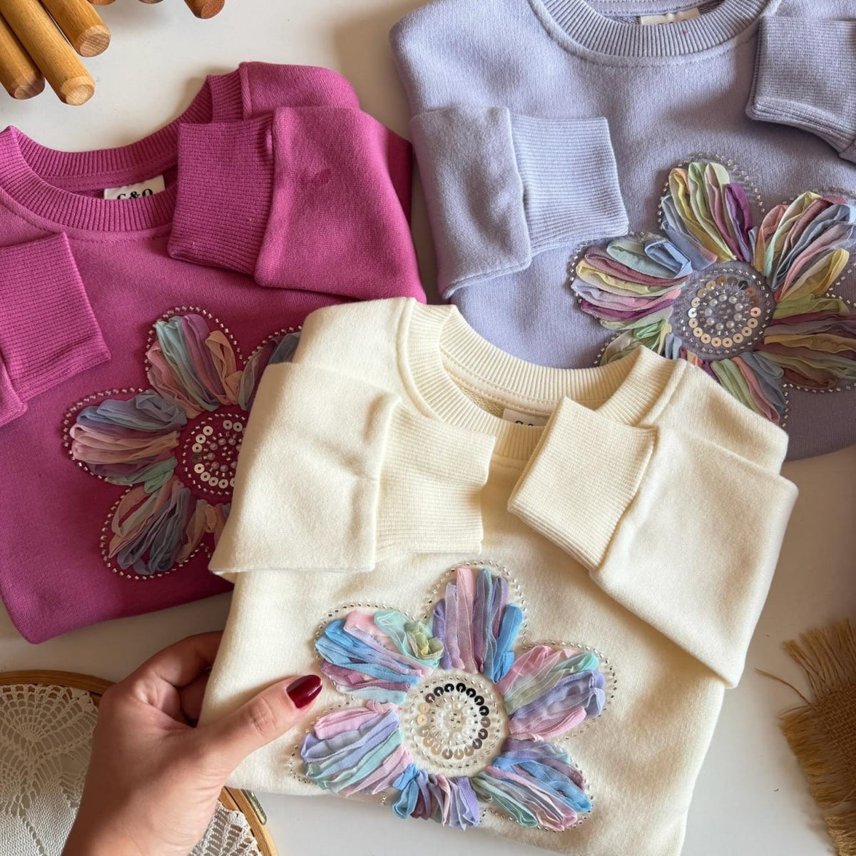 3D Flower White & Pink Set