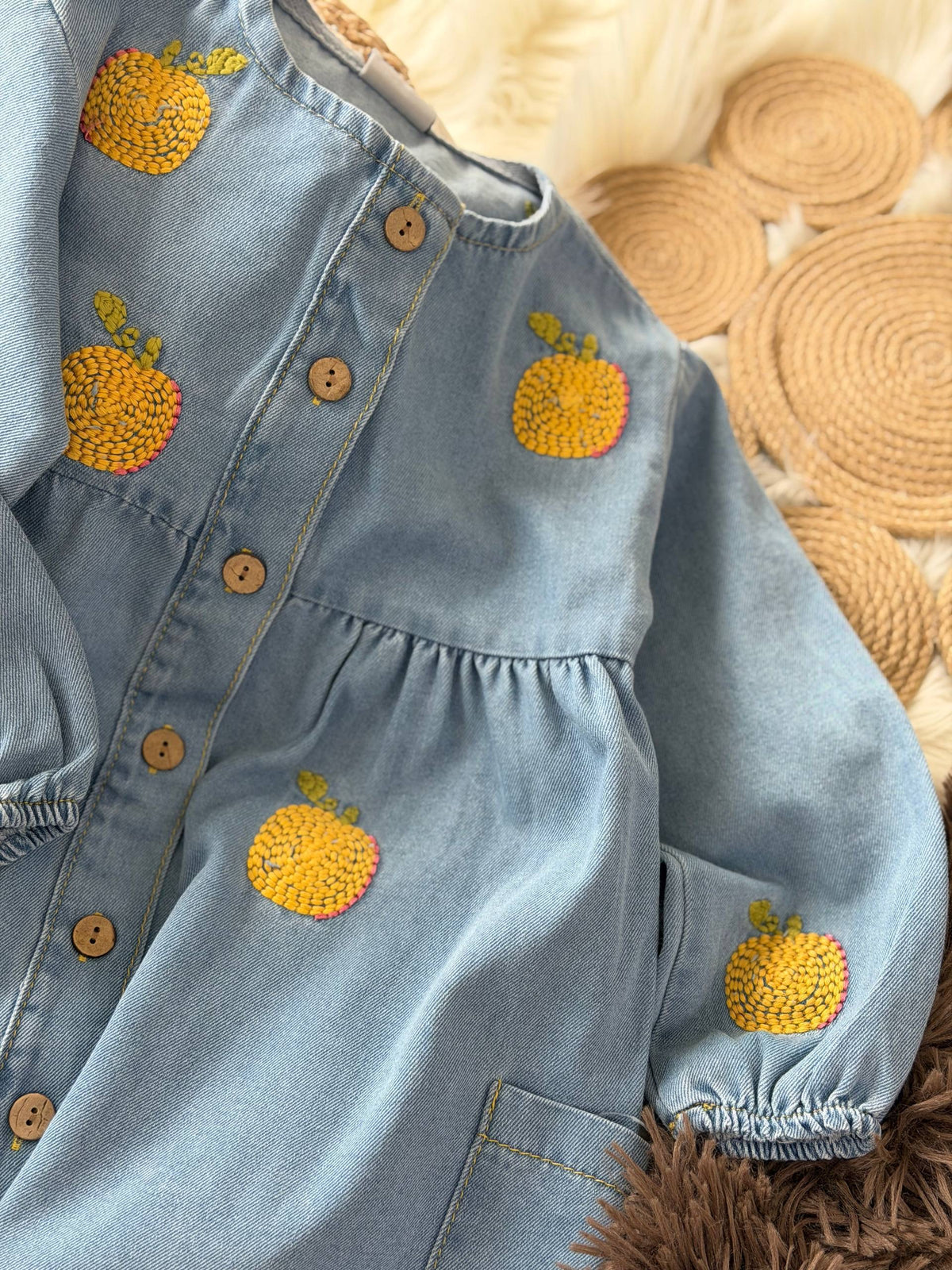 Denim Embroidered Dress