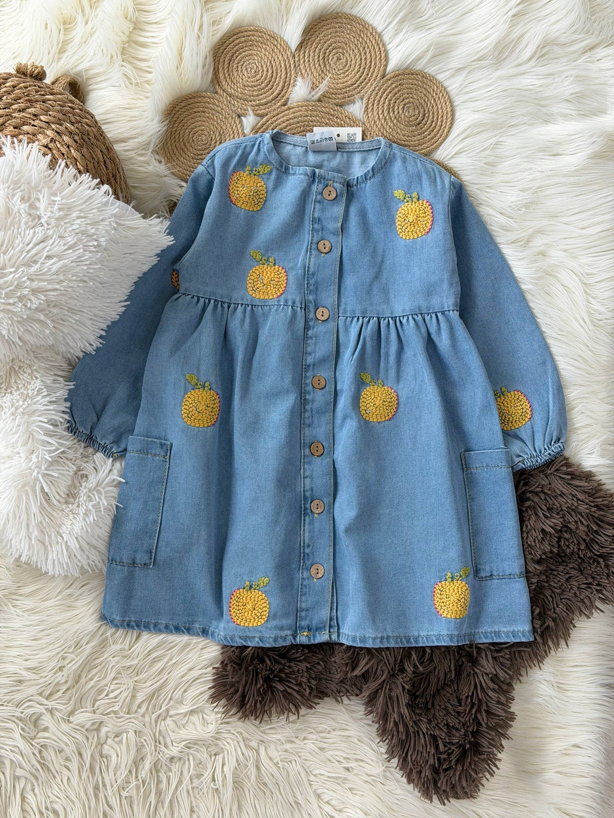 Denim Embroidered Dress