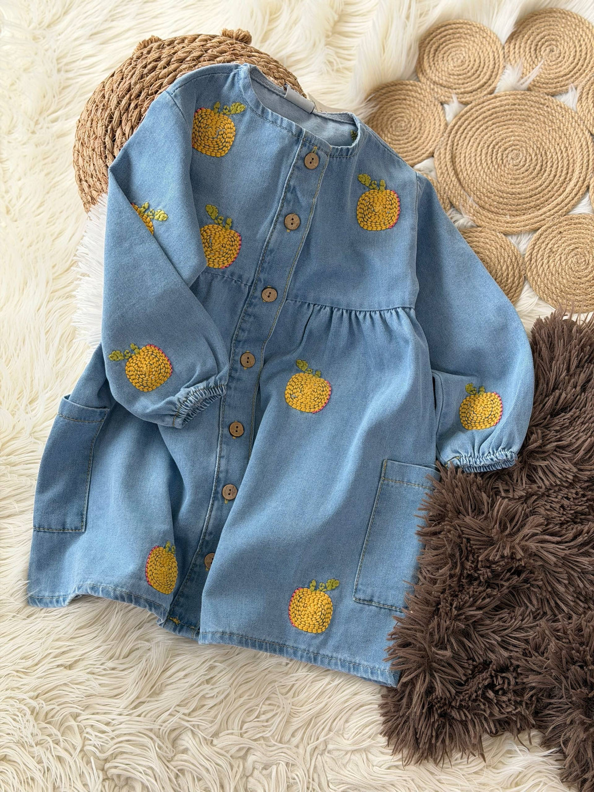 Denim Embroidered Dress