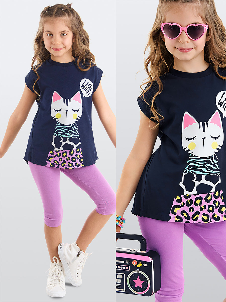 Jungle Cat Girl T-shirt & Leggings Set