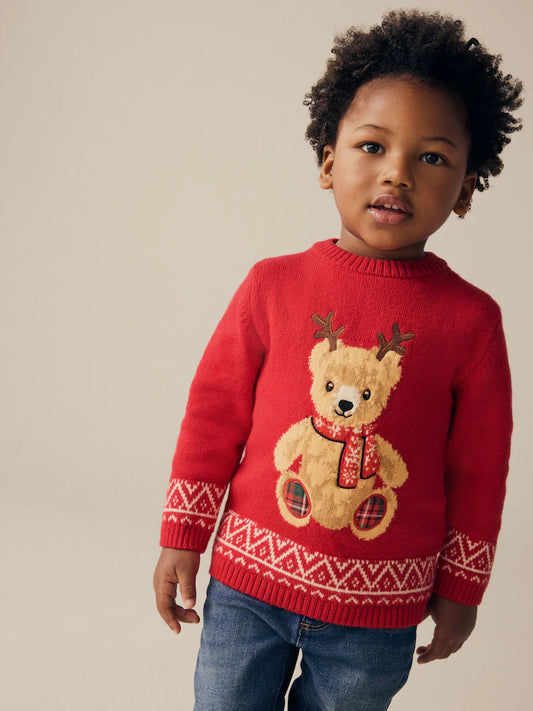 🧸 Reindeer Teddy Fair Isle Christmas Sweater | Original Next