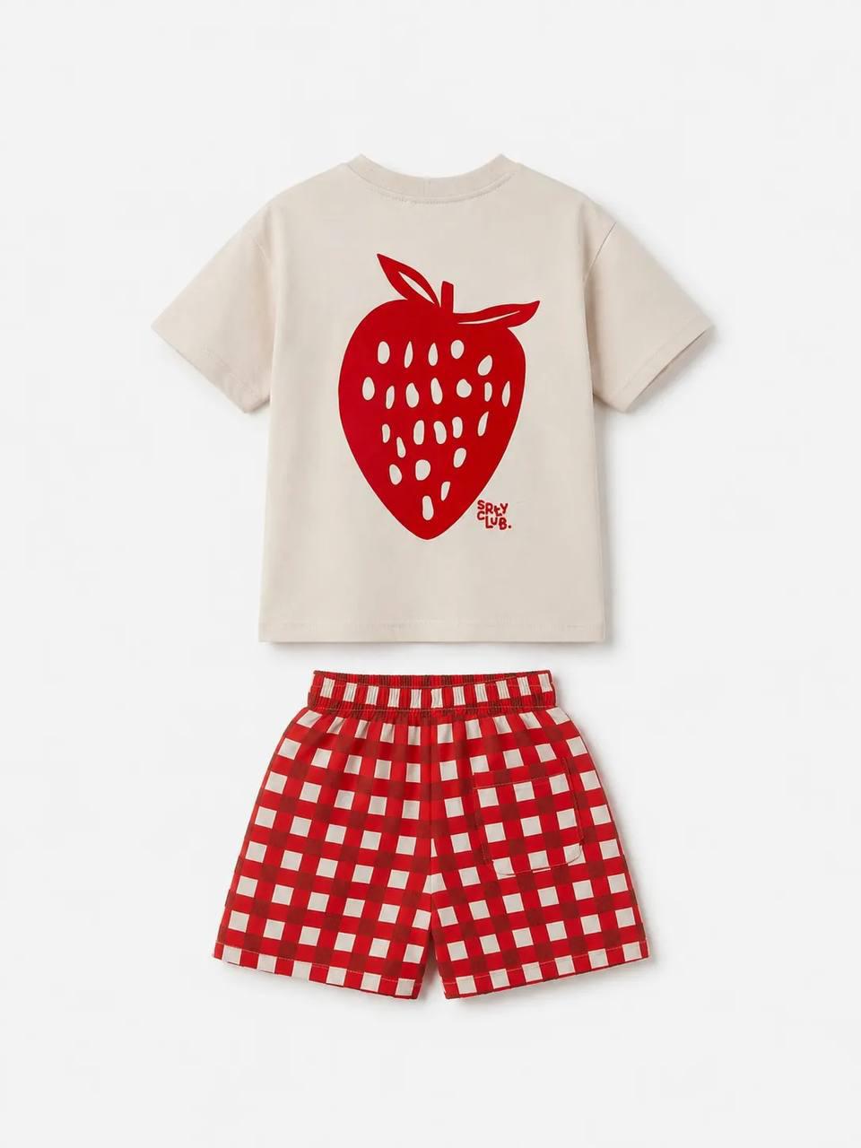 Strawberry Muslin Shorts Set