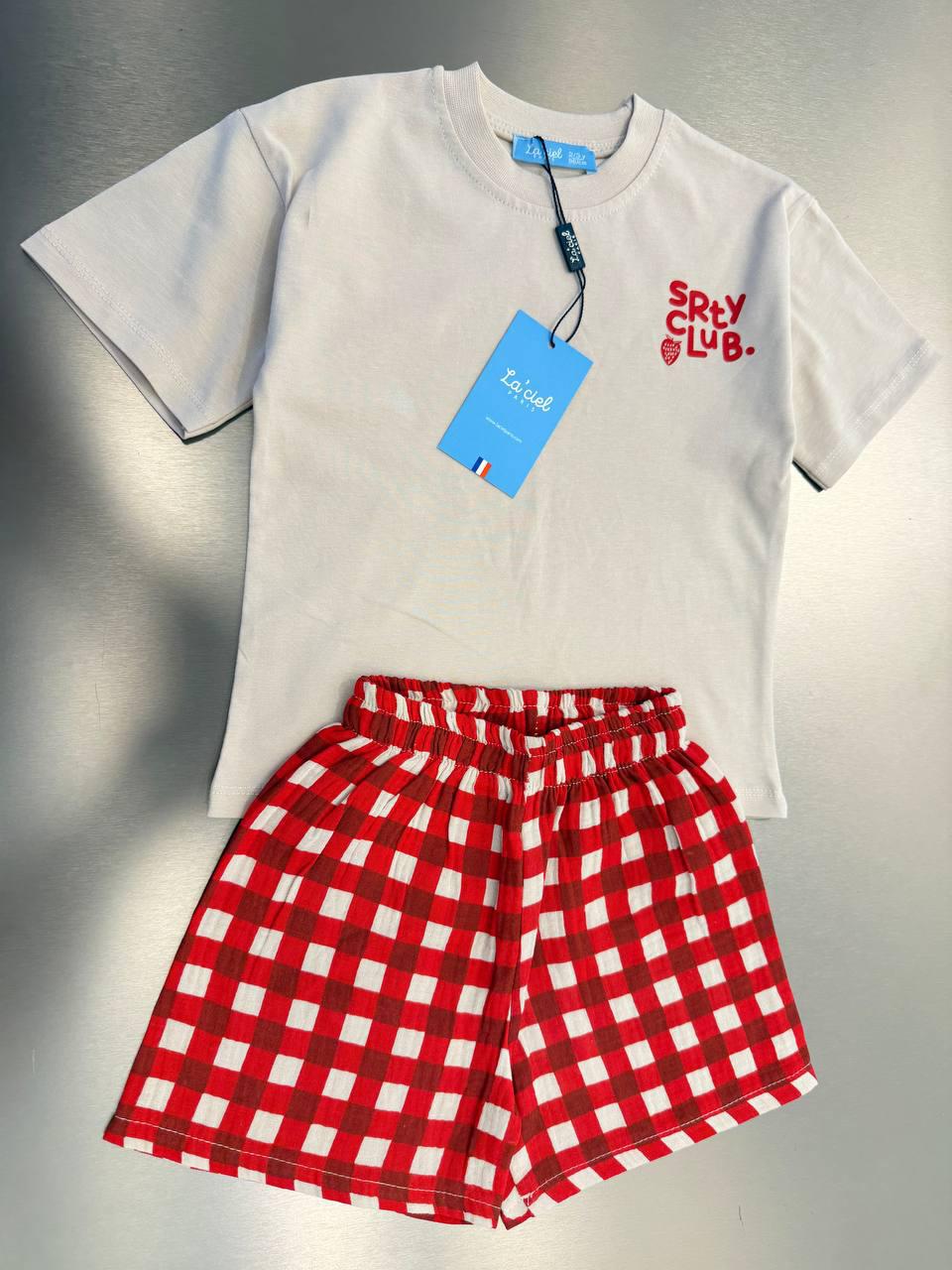 Strawberry Muslin Shorts Set