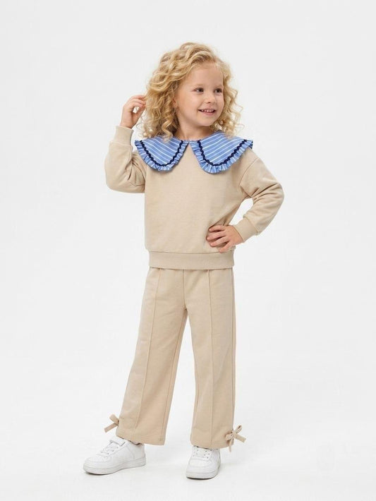 Beige and Blue-Collar Set