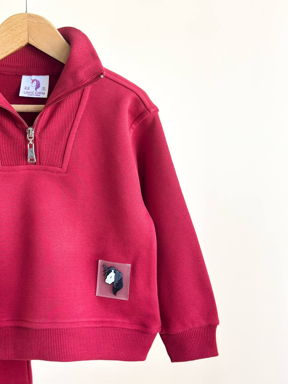 Red Basic Zipper Collar Tracksuit